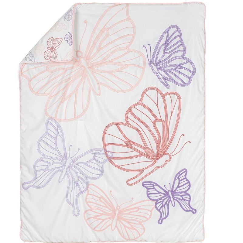 Sweet Jojo Designs Girl Baby Crib Bedding Set - Butterfly Pink Purple White 4pc, 3 of 7
