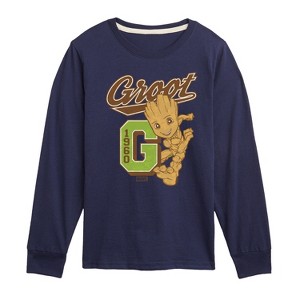 Boys' - Marvel - Guardians of the Galaxy Groot Collegiate Long Sleeve Graphic T-Shirt - 1 of 4