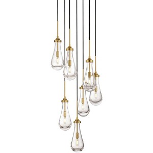 Possini Euro Design Possini Euro Droplet 19" Gold and Droplet Glass Multi-Light Pendant - 1 of 4