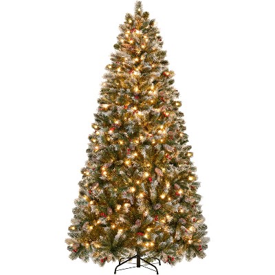 Yaheetech 6Ft/7.5Ft Pre-lit Frosted Artificial Christmas Tree