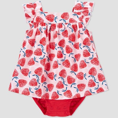 Carter's Just One You® Baby Girls' Strawberry Sunsuit Romper - Pink 9M