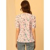 INSPIRE CHIC Women's Floral Summer Crew Neck Casual Shirred Short Sleeve Blouse - 3 of 4