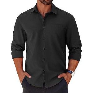 COOFANDY Mens Long Sleeve Button Down Shirts Casual Untucked Shirts for Men Dress Shirts Beach Wedding Shirts - 1 of 4