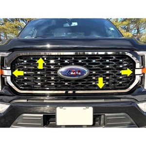 QAA SG61310 is a 4 Piece Stainless Steel Front Grille Accent Trim That is Compatible with The Ford F-150 2021-2022 - 1 of 4