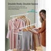 Double-Rod Clothes Rack with Wheels, 38.8 Inch Garment Rack with Shelf & 2 Side Rods, 220 lb Capacity, for Bedroom Closet, Beige & White - 4 of 4
