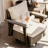 COWLOWN Beige Swivel Rocker Patio Chair, 360 Degree Outdoor Wicker Chair with Cushion, All-Weather Dining Chair for Porch, Deck, Garden - 3 of 4