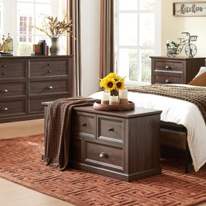 SinCiDo Farmhouse Dresser with 5 Drawer, 45" Wide Horizontal Dresser  Chests for Bedroom, Wood Rustic Dresser for Closets - 1 of 4