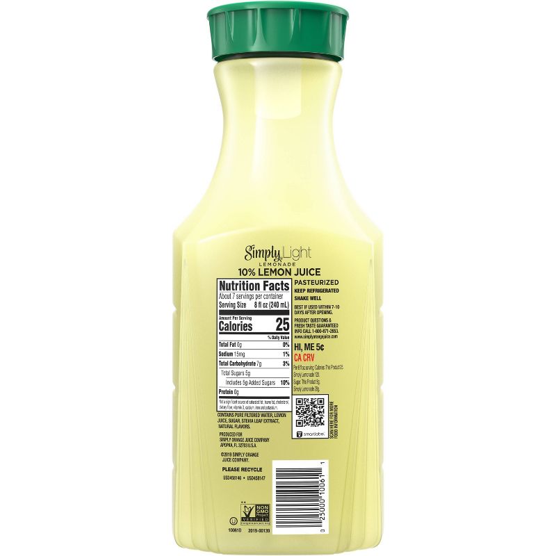Simply Light Lemonade Juice Drink - 52 fl oz, 5 of 13