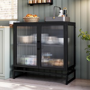 Buffet Cabinet with Glass Doors, Sideboard Cabinet with Adjustable Shelves - 1 of 4