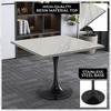 LeisureMod Verve 36" Square Dining Table - Modern Resin Top with Black Steel Pedestal Base Accent Table for Contemporary Dining and Kitchen Room - 3 of 4