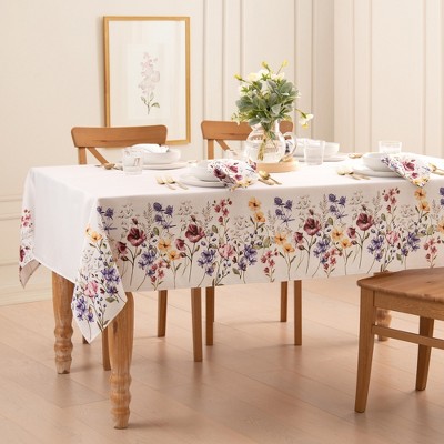 Poppy Wildflower Bordered Tablecloth - Multicolor - 84x60 - Elrene Home ...