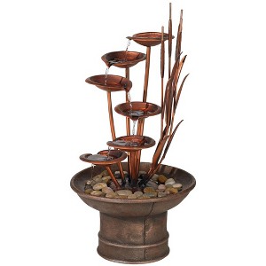 Ashton Water Lilies and Cat Tails 33" High Large Indoor Outdoor Decor Resin Floor Fountain Waterfall Outside Garden Patio Yard - 1 of 4
