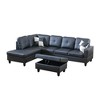 DOMETOUR Black Faux Leather 3-Piece Sofa Living Room Sofa Set - 3 of 4