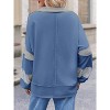 Imily Bela Womens Color Block  Oversized Polo Shirt V Neck Long Sleeve Casual Pullover Top - 3 of 4