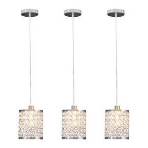 YIYIBYUS 3 Light Chrome Crystal Adjustable Ceiling Pendant Light - 1 of 4