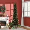HOMCOM 7.5 FT Pencil Artificial Christmas Tree, Slim Pine Needles Xmas Tree with Realistic Branches, Pine Cones, Metal Base, Green - 2 of 4