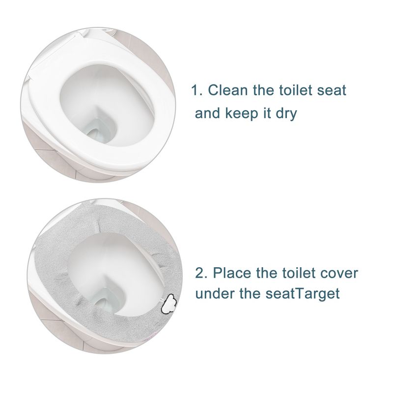 Unique Bargains Stretchable Thicker Toilet Seat Cover Pad Lid with Handle Washable Reusable 2 Pcs, 5 of 7