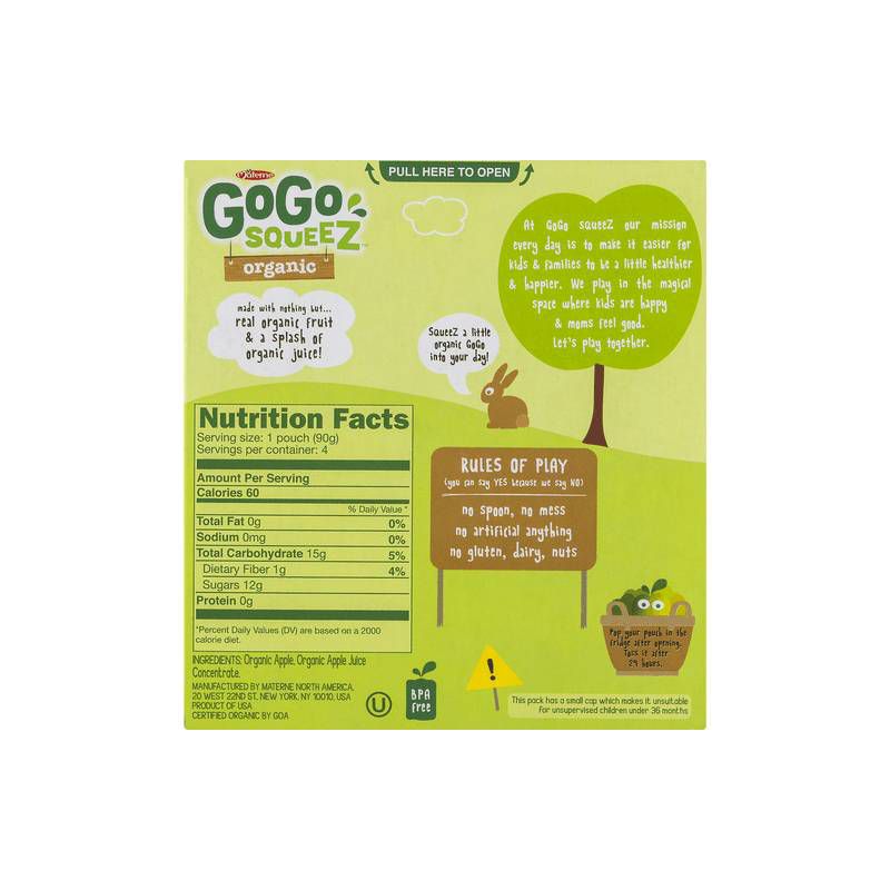 Gogo Squeez Organic Applesauce on the Go - Case of 12/4 packs, 3.2 oz, 3 of 8