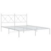 vidaXL Metal Bed Frame without Mattress with Headboard White 59.1"x78.7" - 3 of 4