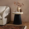 LuxenHome Side Table, 19'' Light Wood Finish Top with Black Base Small Round Accent End Table, Modern Boho Nightstand for Living Room - 3 of 4