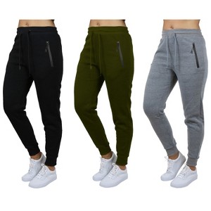 Galaxy By Harvic Pro Star Women's Loose Fit Fleece Lined Joggers-3 Pack - 1 of 4