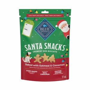 Blue Buffalo Santa Snacks Cinnamon and Oatmeal Flavor Biscuit Crunchy Dog Treats - 11oz - 1 of 4