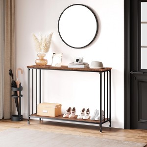 Console Table with Glass Shelf and Metal Frame, Narrow Sofa Table for Entryway, Hallway, Living Room - 1 of 4