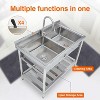 43"x25"x35" Stainless Steel Commercial Sink Kitchen Utility Sink 2 Compartment With Faucet - 3 of 4