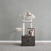 Modern Cat Tree with Litter Box Enclosure - 2-in-1 Cat Tower, 55.1-Inch Cat Condo with Scratching Posts, Removable Pompom Sticks - 3 of 4