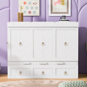 Queen Size Murphy Bed with USB Port and a Large Drawer - 1 of 4