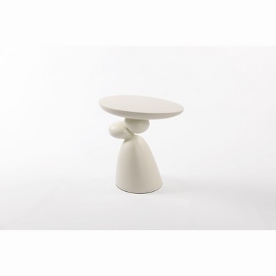 NicBex Modern Fiberglass Stone Coffee End Table, Minimalist Corner Table with Decoration, Home Decor for Living Room, Guestroom