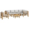 vidaXL Bamboo Patio Furniture Set - 7 Piece Lounge with Light Gray Cushions - Modular Design for Outdoor, Garden, Deck, Patio - 3 of 4