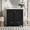 Vynxaria 30'' Green Bathroom Vanity with Single Sink, Under Counter Combo, 2 Doors & Drawer, Soft Close, Multifunctional Storage Cabinet - 2 of 4
