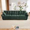 DOMETOUR 3-Seater Sofa Set with 2 Ottomans & Pillows, Solid Wood Frame, Chenille Cover, High-Rebound Cushions, Green - 3 of 4