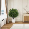 Set of 2 Artificial Cedar Topiary Trees 24" - UV Resistant Faux Cypress Shrubs w/ Ground Spikes for Porch & Garden Decor - 4 of 4