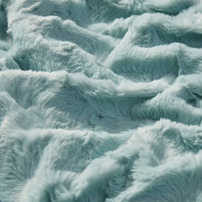 Aqua 60" x 70" Reversible Faux Fur Throw Blanket