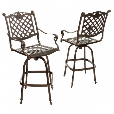 Avon Set of 2 Cast Aluminum Patio Barstool - Copper - Christopher Knight Home