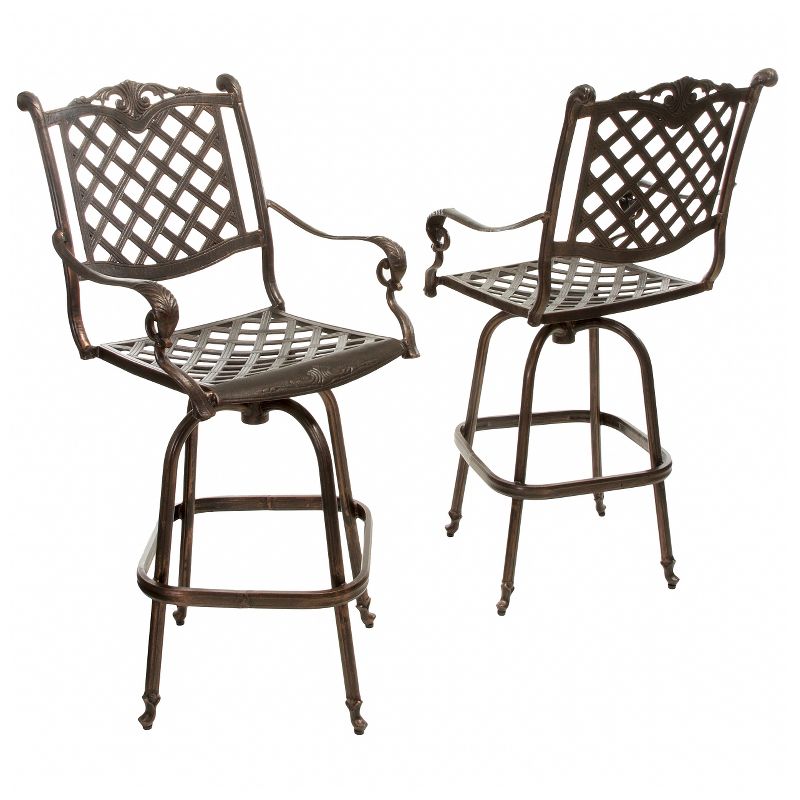 Avon Set of 2 Cast Aluminum Patio Barstool - Copper - Christopher Knight Home, 1 of 12