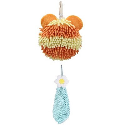 REGALWOVEN Soft Absorbent Cute Fuzzy Hanging Decorative Bathroom Chenille Hand Towel 6" x 15"/7" x 7" 2 Packs