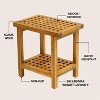 JONATHAN Y Armin 18.1" Modern Classic Grid Slat Solid Acacia Wood Indoor/Outdoor Shower Stool - 4 of 4