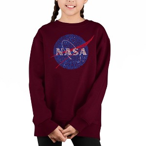 LA Pop Art Nasa'S Most Notable Missions - Girl's Word Art Crewneck Sweatshirt - 1 of 3