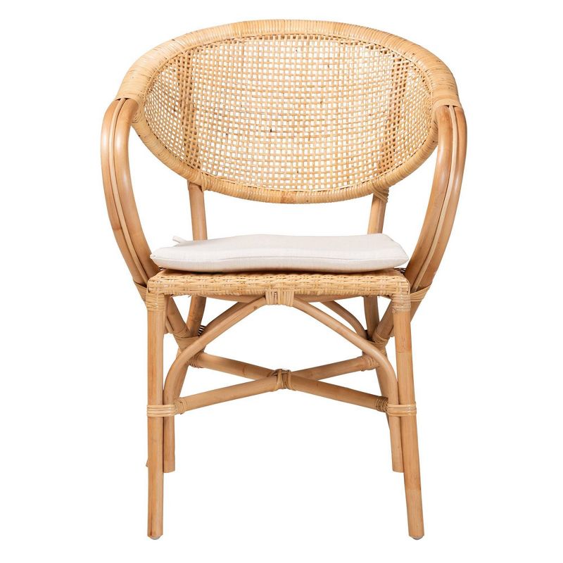 Varick Rattan Dining Chair Set Natural/Brown - bali & pari: Foam Cushion, Armrests, Fully Assembled, 4 of 13