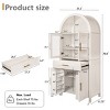 71" Tall Arched Glass Door Kitchen Pantry Cabinet, Freestanding Display Storage Cabinet for Kitchen, Dining Room, or Living Room-Panipeachy - 4 of 4