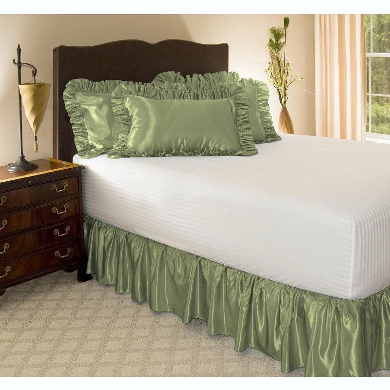 SHOPBEDDING Satin Ruffled Bed Skirt with Platform,  Wrinkle Free and Fade Resistant, 2 of 5