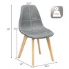 Costway Set of 4 Dining Chair Fabric Cushion Seat Modern Mid Century W/Wood Legs Grey - 4 of 4