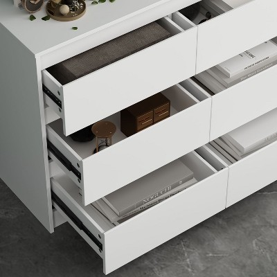 White MDF 9-Drawer Modern Bedroom Dresser