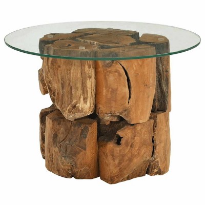 vidaXL Coffee Table Solid Teak Driftwood 23.6"