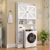 Dyonery 70" Over The Toilet Storage Cabinet with Barn Doors, Tall Bathroom Rack with Toilet Paper Holder, for Restroom, Laundry, White - 3 of 4
