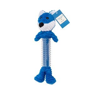 Country Living Fox Corduroy Squeaker Dog Chew Toy – Plush Dog Toy in Thermoplastic Rubber for Engaging Play and Cuddles – Blue - 1 of 4