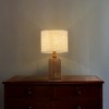 ALOADECOR 18''Farmhouse Traditional Natural Brown Solid Wood Base Table Lamp with Beige Fabric Shade for Bedroom Living Room - 4 of 4